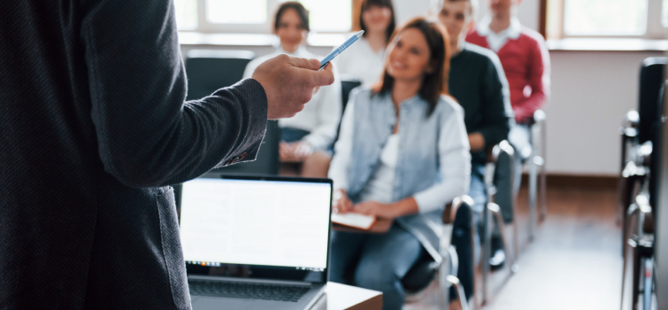 person facilitating a training to other people