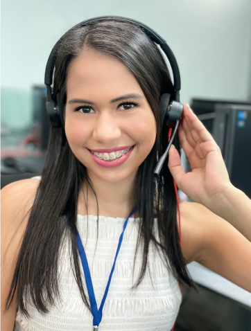 female customer service staff with a headset