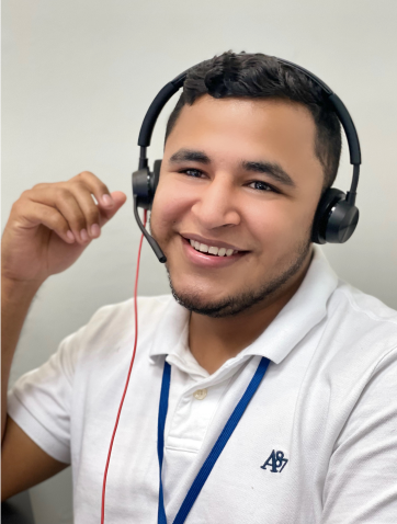 male customer service staff with a headset